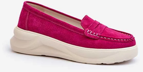 PE1 Zomšiniai moteriški mokasinai Fuchsia Filidia