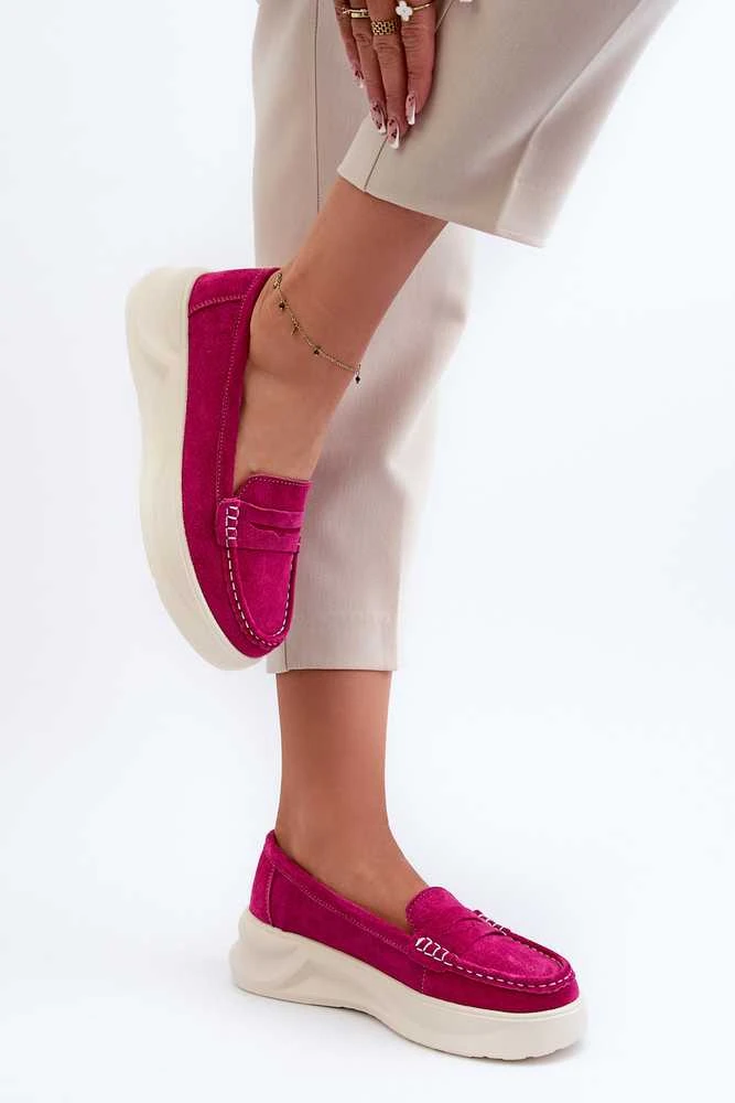 PE1 Zomšiniai moteriški mokasinai Fuchsia Filidia