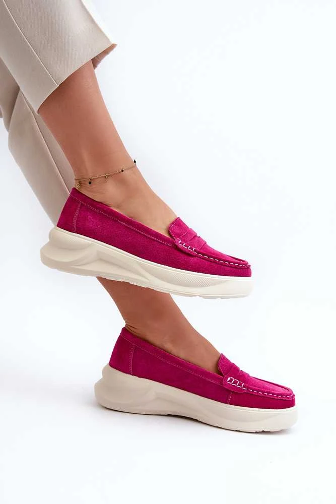 PE1 Zomšiniai moteriški mokasinai Fuchsia Filidia