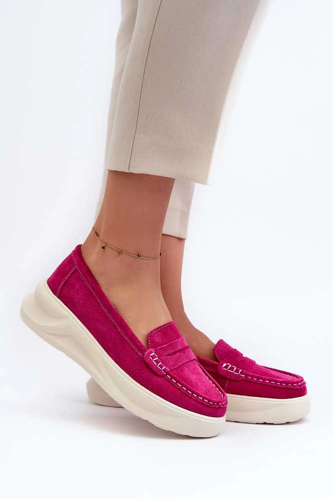 PE1 Zomšiniai moteriški mokasinai Fuchsia Filidia