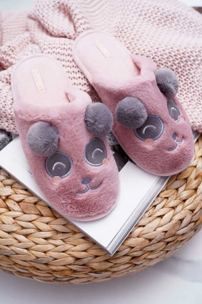 PH1 Mielos ir žaismingos Nude spalvos švelnios šlepetės Panda