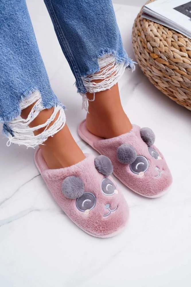 PH1 Mielos ir žaismingos Nude spalvos švelnios šlepetės Panda