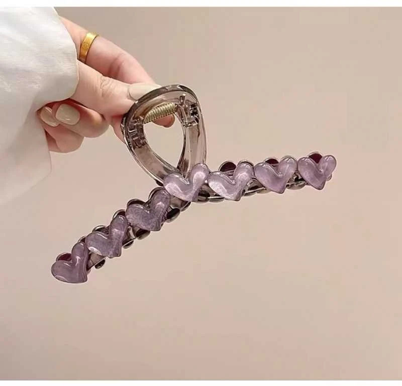 Eu Sandelis Plaukų segtukas su širdelėmis XL 13x6 cm violetinė SP352FIO