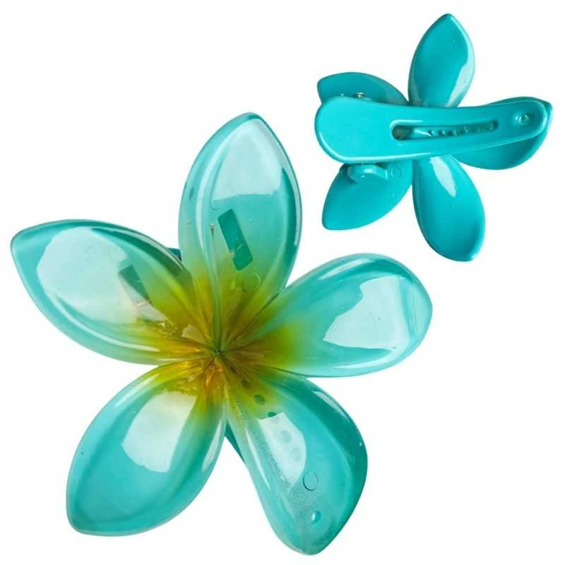 Eu Sandelis Plaukų segtukas XL CLIPS gėlių formos ombre mėlynas 6 cm SP405