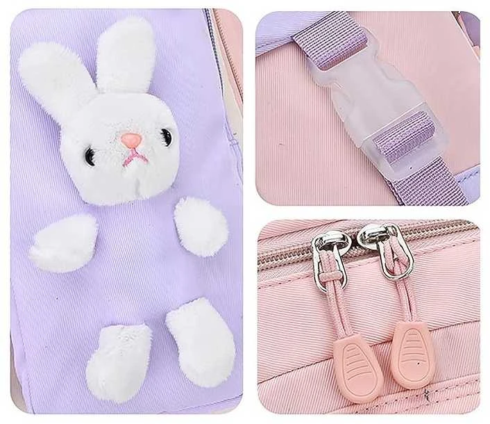Ecarla Eu Sandelis RABBIT vaikiška universali mokyklinė kuprinė su kišenėmis ir atšvaitais PL163FIO