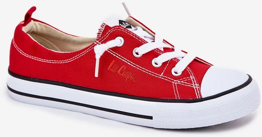 Raudoni aukštos kokybės medžiaginiai Lee Cooper bateliai
