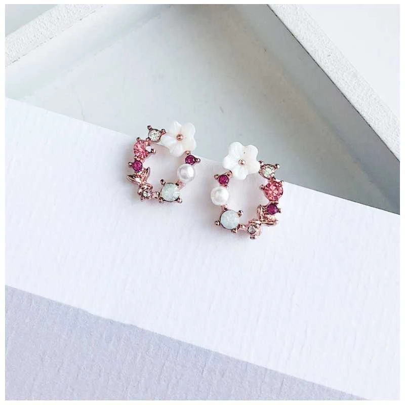 Eu Sandelis Romantiški auskarai gėlių vainikėliai 1,2x1,4 cm K1541