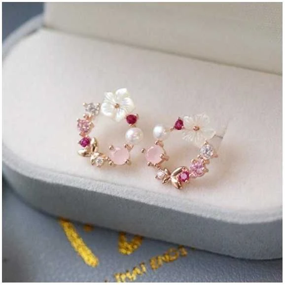 Eu Sandelis Romantiški auskarai gėlių vainikėliai 1,2x1,4 cm K1541