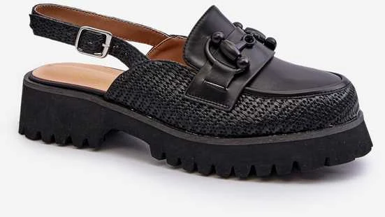 S.Barski Originalaus dizaino loaferiai - sandalai atviru kulnu