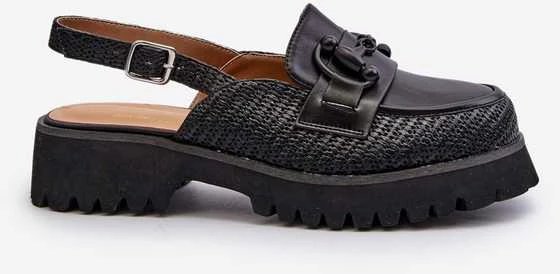 S.Barski Originalaus dizaino loaferiai - sandalai atviru kulnu