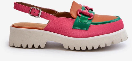 S.Barski Originalaus dizaino loaferiai - sandalai atviru kulnu