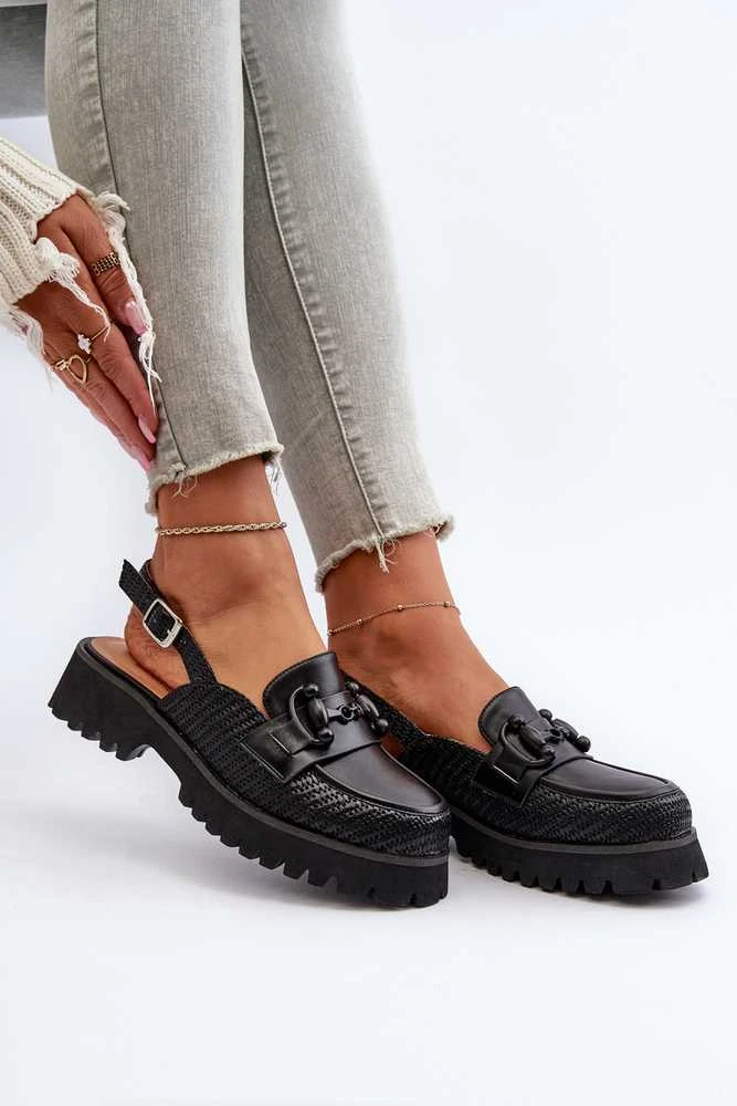 S.Barski Originalaus dizaino loaferiai - sandalai atviru kulnu