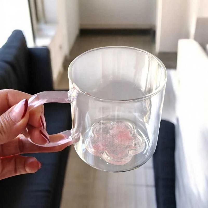 Eu Sandelis Stiklinis puodelis su blizgančia gėle viduje 250 ml - SZK143