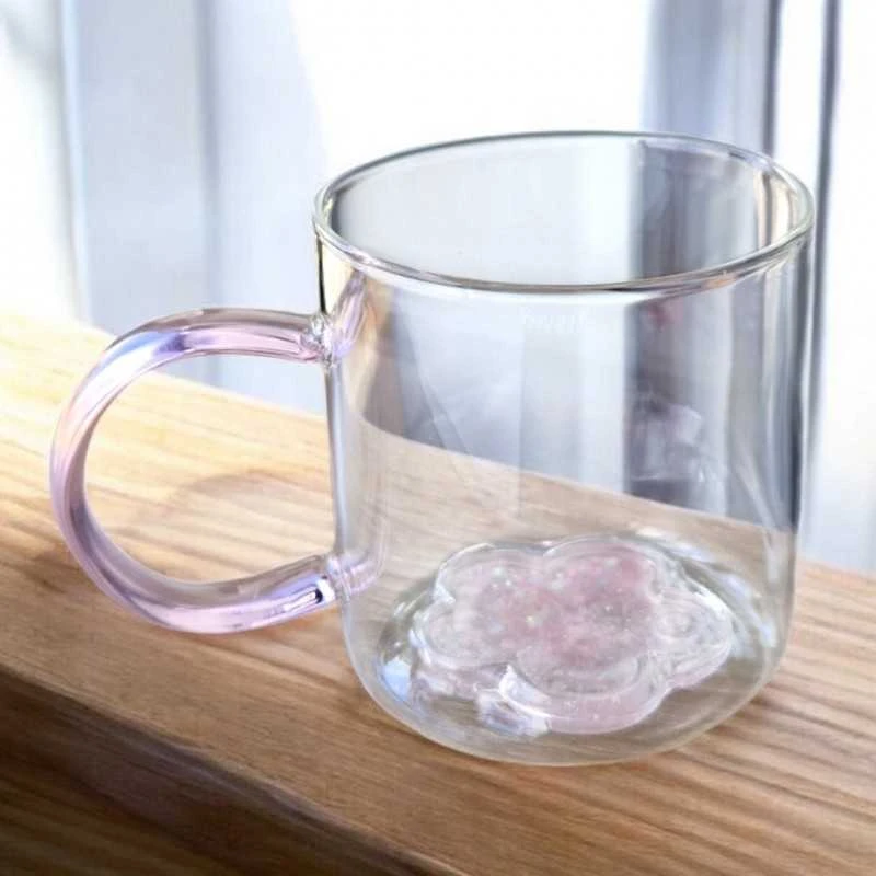 Eu Sandelis Stiklinis puodelis su blizgančia gėle viduje 250 ml - SZK143
