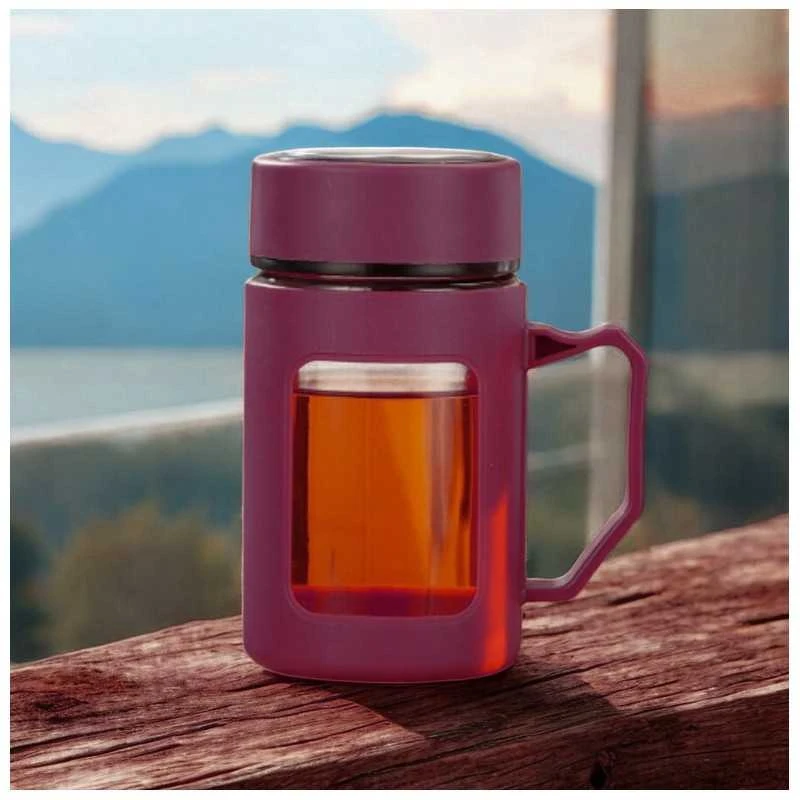 Eu Sandelis Stiklinis puodelis, termosas kavai ir arbatai su rankena 500 ML CUP18CZE
