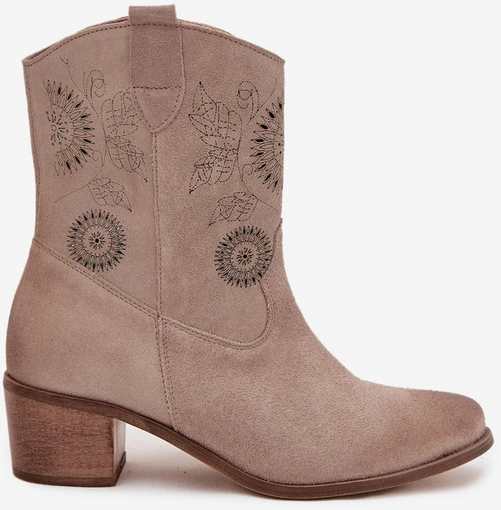 Suede Leather Women's Cutout Ankle Boots Zazoo 3844 Cappuccino