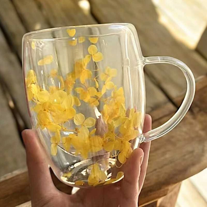 Eu Sandelis Terminis stiklinis puodelis su gėlėmis viduje, hortenzijos 300 ml 1 vnt. SZK153