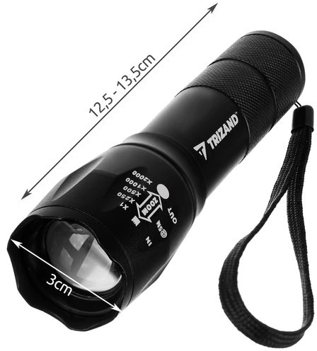 Trizand T6 Taktinis LED žibintuvėlis įkraunamas USB