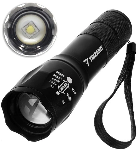 Trizand T6 Taktinis LED žibintuvėlis įkraunamas USB
