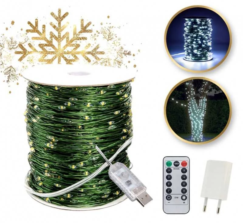 Eu Sandelis Užuolaidų tipo lauko LED lempučių girlianda aplinkos dekoravimui, 1000 LED 100m, šaltai balta LAMP35B