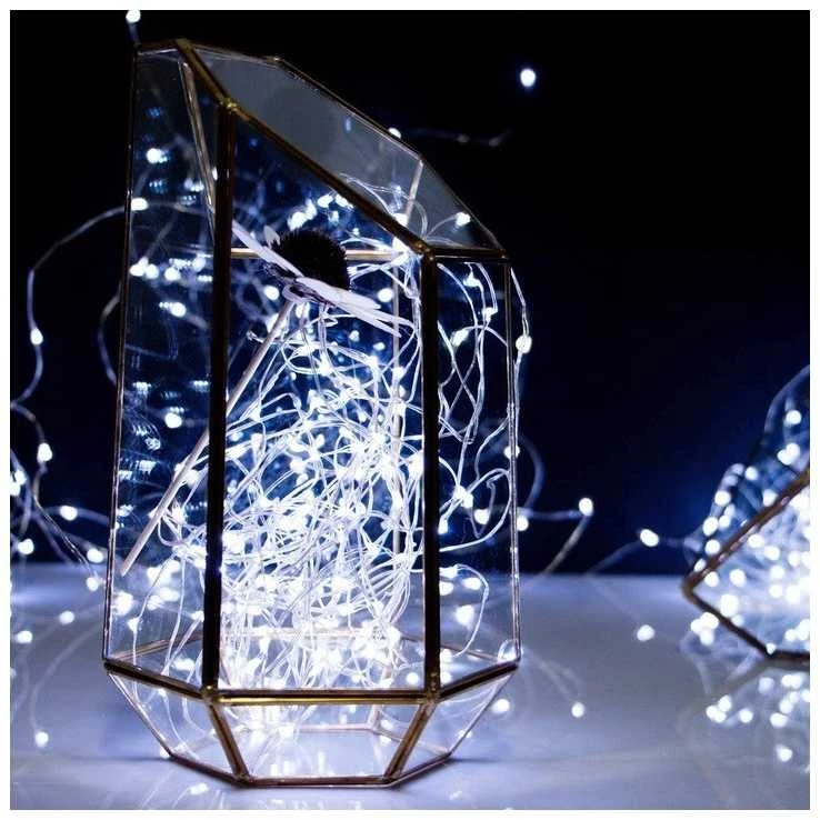 Eu Sandelis Vidaus plona girlianda su baterijomis, šaltai balta 50LED LAMP10B