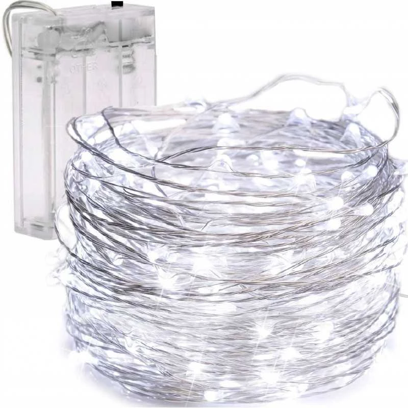 Eu Sandelis Vidaus plona girlianda su baterijomis, šaltai balta 50LED LAMP10B