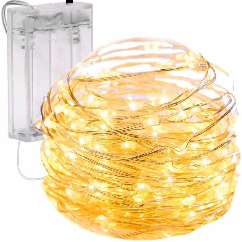 Eu Sandelis Vidaus plona girlianda su baterijomis, šiltai balta 50 LED LAMP10CB