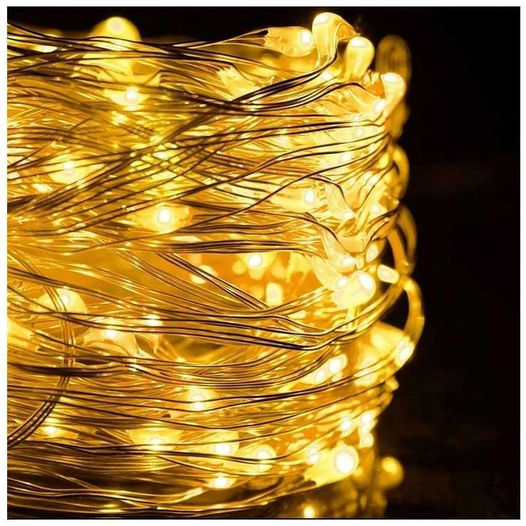 Eu Sandelis Vidaus plona girlianda su baterijomis, šiltai balta 100 LED LAMP24CB