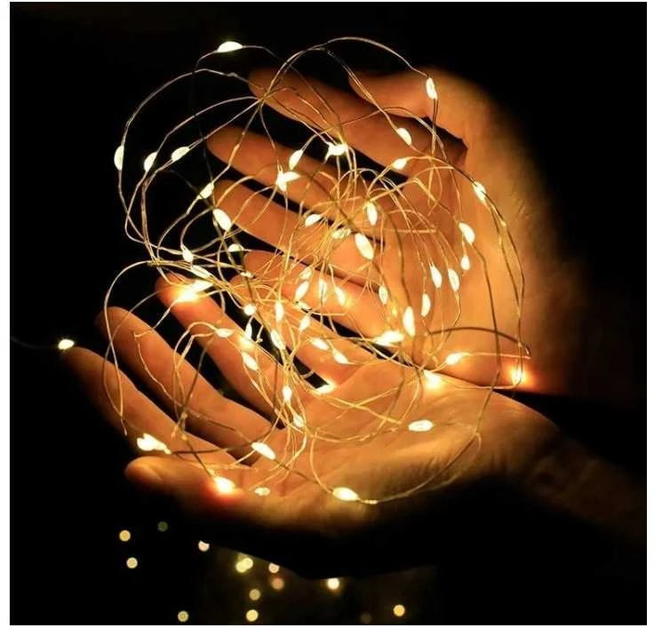 Eu Sandelis Vidaus plona girlianda su baterijomis, šiltai balta 50 LED LAMP10CB