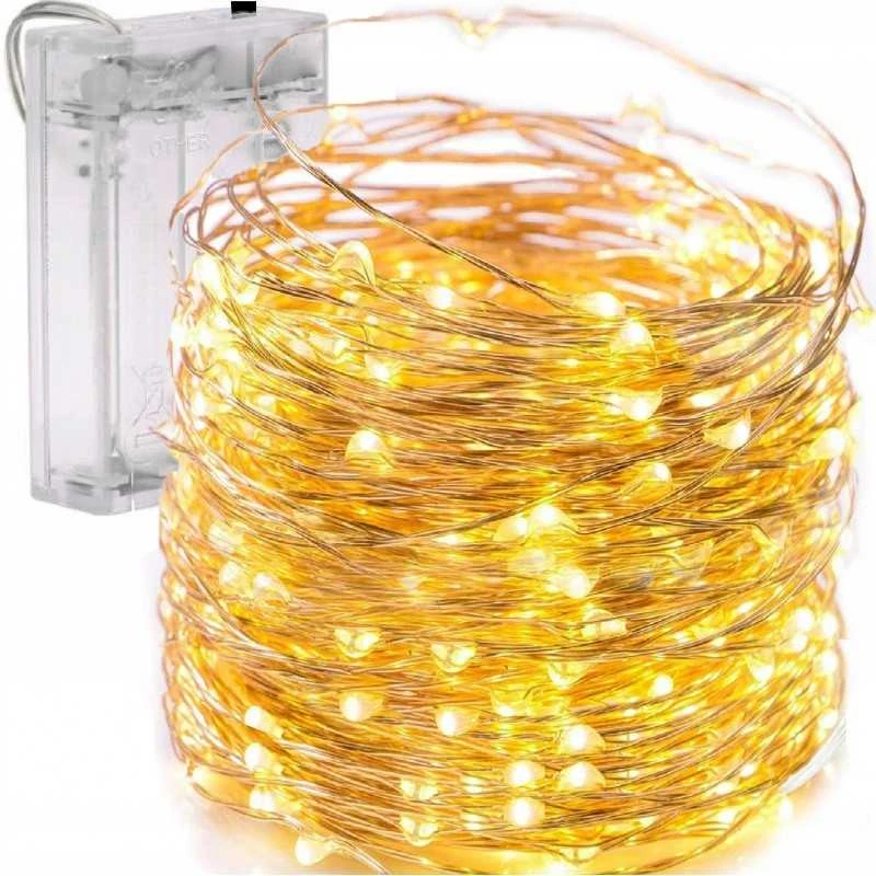 Eu Sandelis Vidaus plona girlianda su baterijomis, šiltai balta 100 LED LAMP24CB