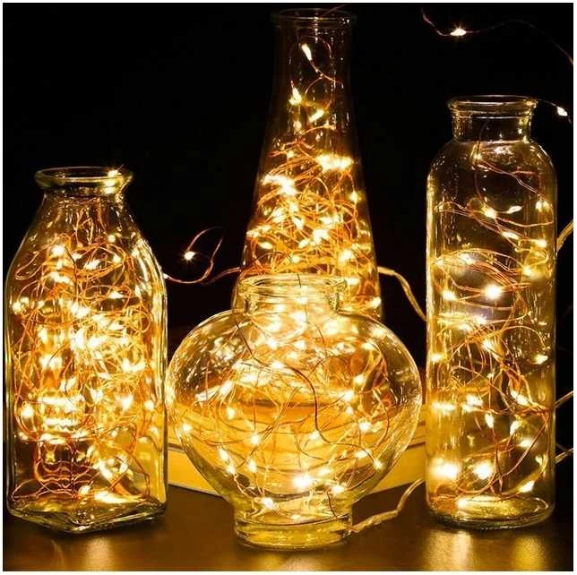 Eu Sandelis Vidaus plona girlianda su baterijomis, šiltai balta 100 LED LAMP24CB