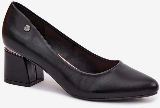 Vinceza Juodi elegantiški klasikiniai bateliai neaukštu kulnu
