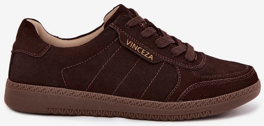 Vinceza Odiniai zomšiniai moteriški tamsiai rudi bateliai