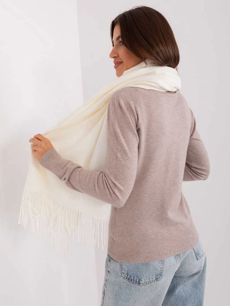 Wool Fashion Italia Baltos spalvos moteriškas šalikas: Dydis - Universalus