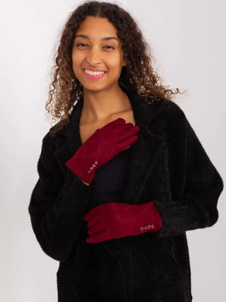 Wool Fashion Italia Bordo moteriškos pirštinės: Dydis - S/M