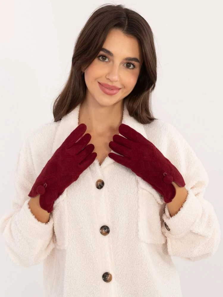 Wool Fashion Italia Bordo spalvos elegantiškos pirštinės: Dydis - L/XL