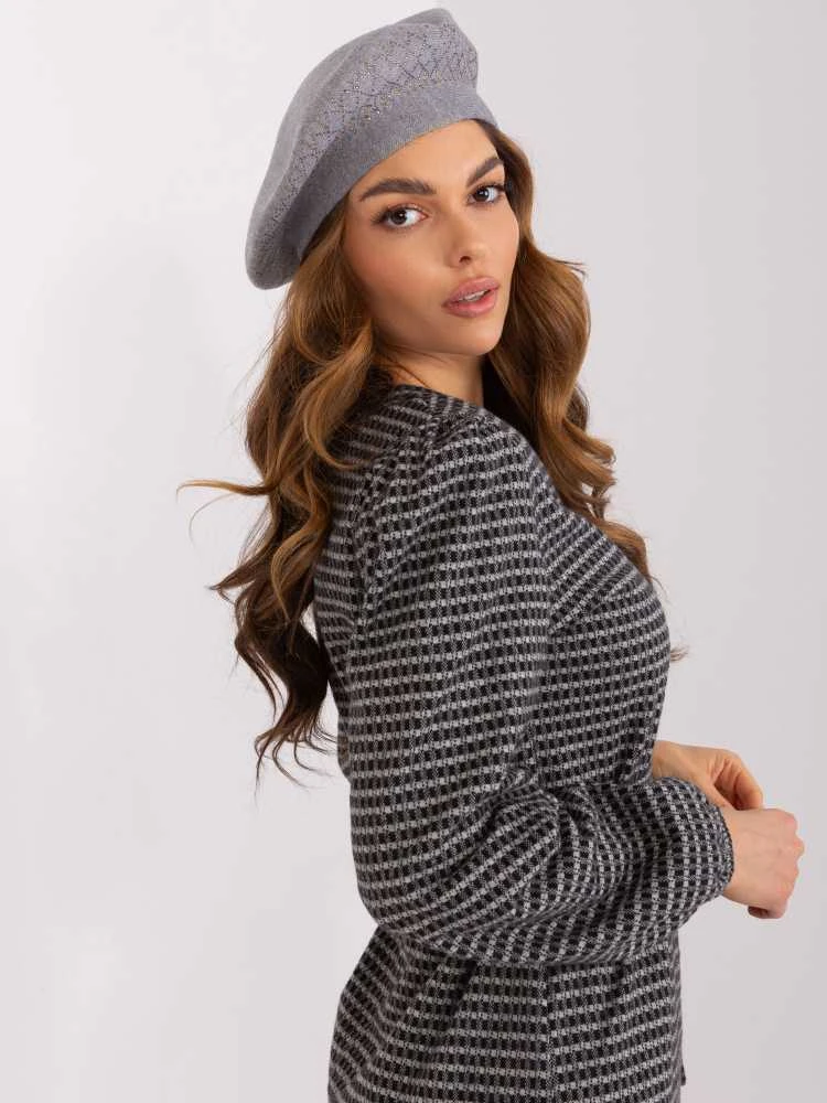 Kepurė Wool Fashion Italia Elegantiška pilka beretė: Dydis - Universalus
