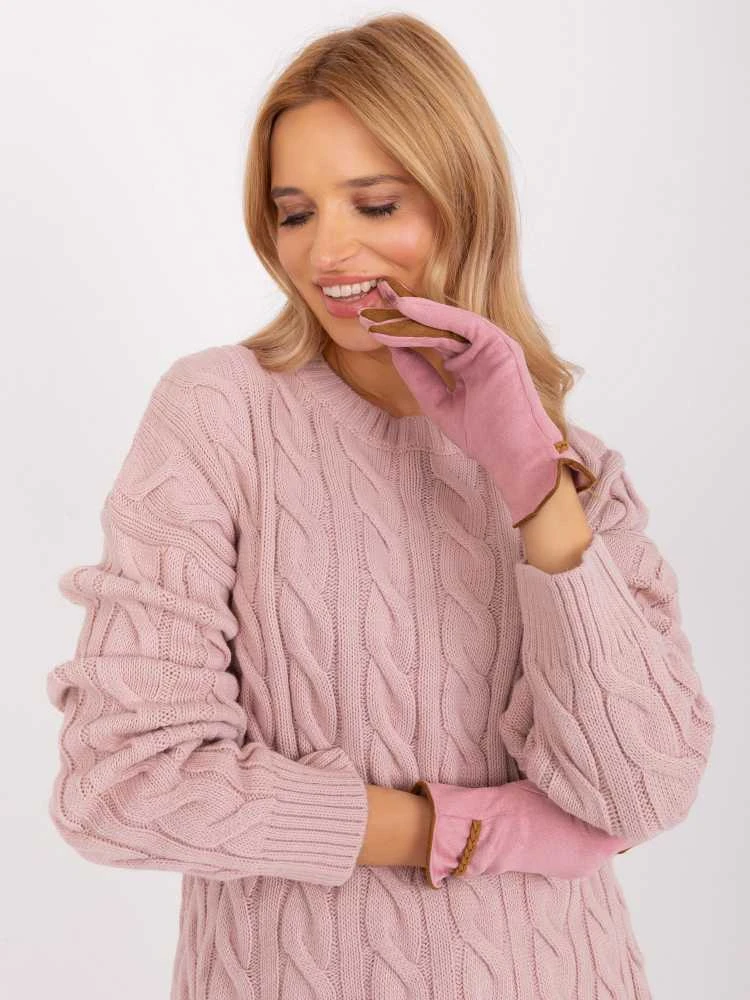 Wool Fashion Italia Elegantiškos rožinės pirštinės: Dydis - S/M