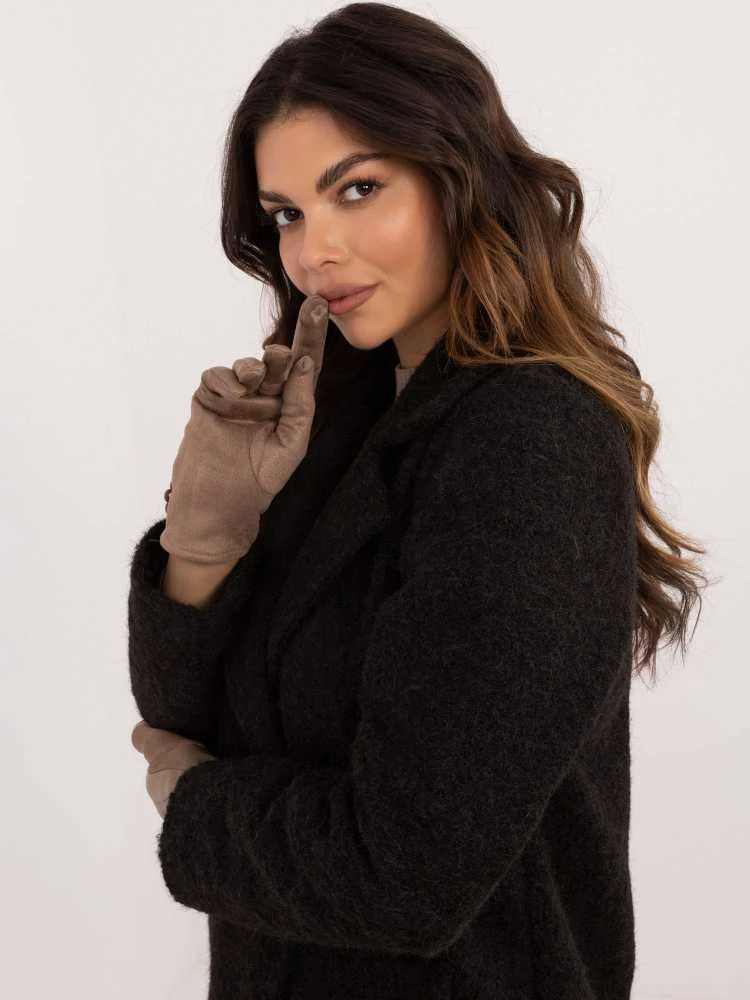 Wool Fashion Italia Elegantiškos rudos moteriškos pirštinės: Dydis - L/XL