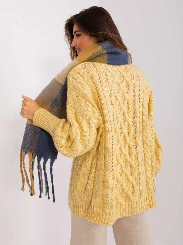 Wool Fashion Italia Geltonas šiltas moteriškas šalikas: Dydis - Universalus