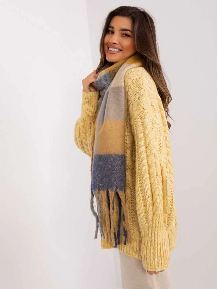 Wool Fashion Italia Geltonas šiltas moteriškas šalikas: Dydis - Universalus