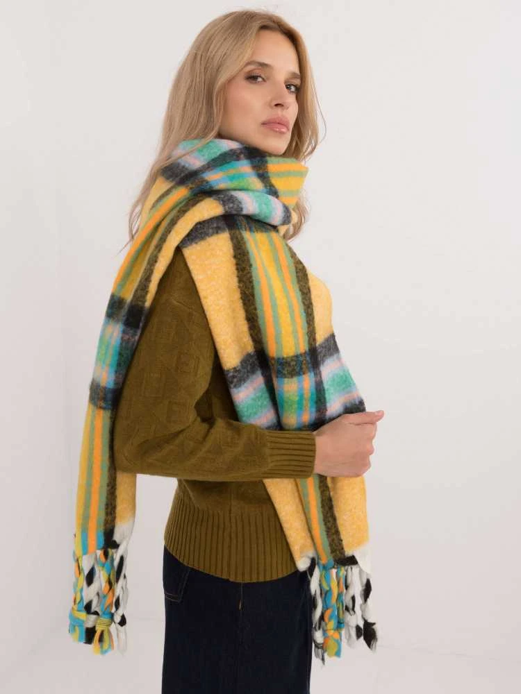 Wool Fashion Italia Ilgas švelnus geltonas šalikas: Dydis - Universalus
