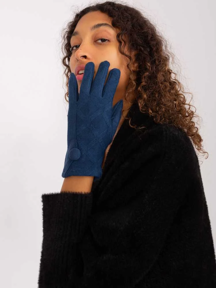 Wool Fashion Italia Jūros mėlynumo moteriškos pirštinės: Dydis - S/M