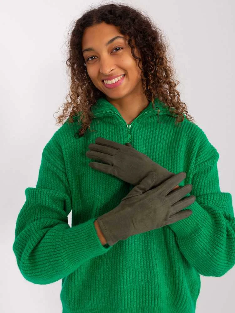 Wool Fashion Italia Khaki moteriškos pirštinės: Dydis - L/XL
