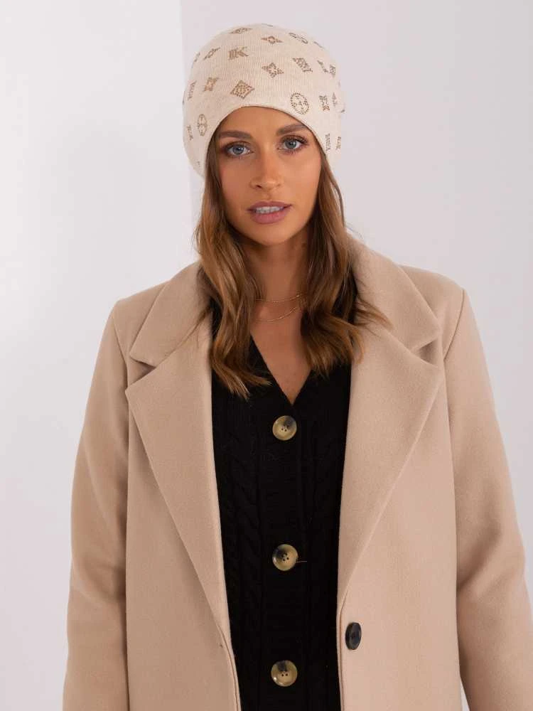 Wool Fashion Italia Kreminė moteriška žieminė kepurė: Dydis - Universalus
