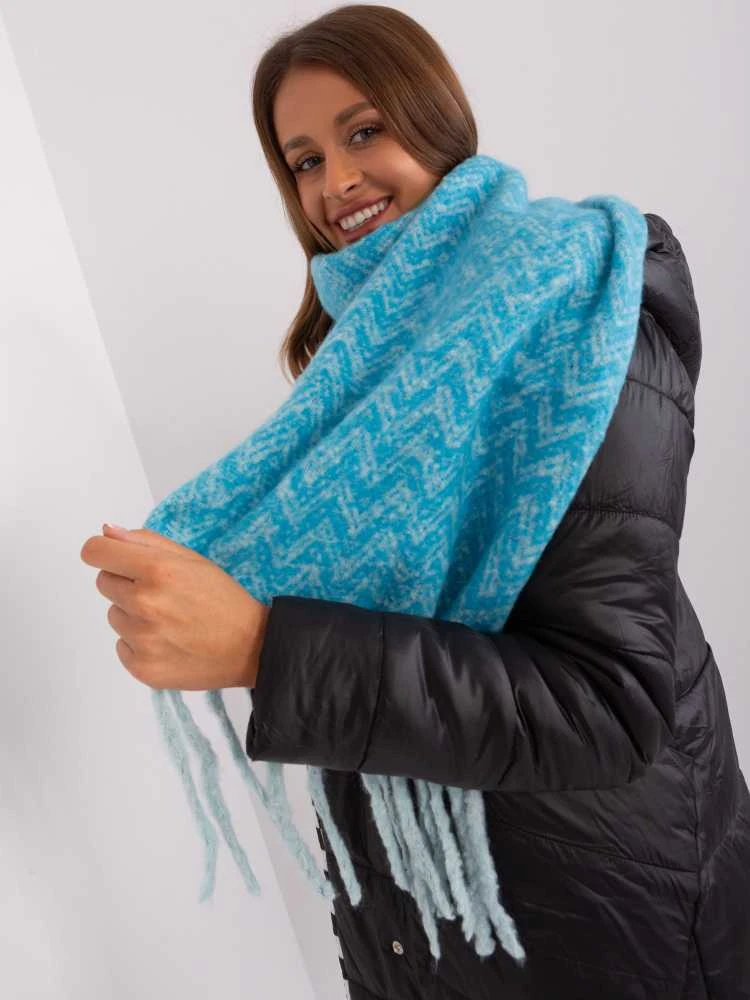 Wool Fashion Italia Mėlynas šiltas moteriškas šalikas: Dydis - Universalus