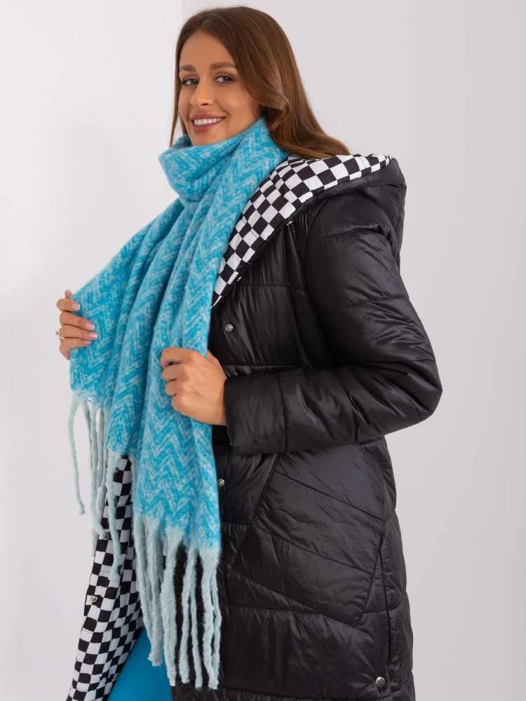 Wool Fashion Italia Mėlynas šiltas moteriškas šalikas: Dydis - Universalus