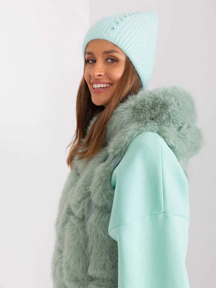 Wool Fashion Italia Mėtinė moteriška žieminė kepurė: Dydis - Universalus