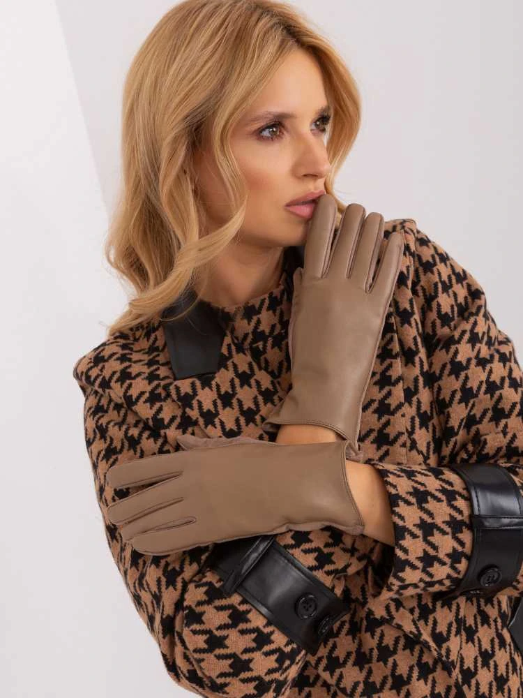 Wool Fashion Italia Moteriškos pirštinės su oda: Dydis - L/XL