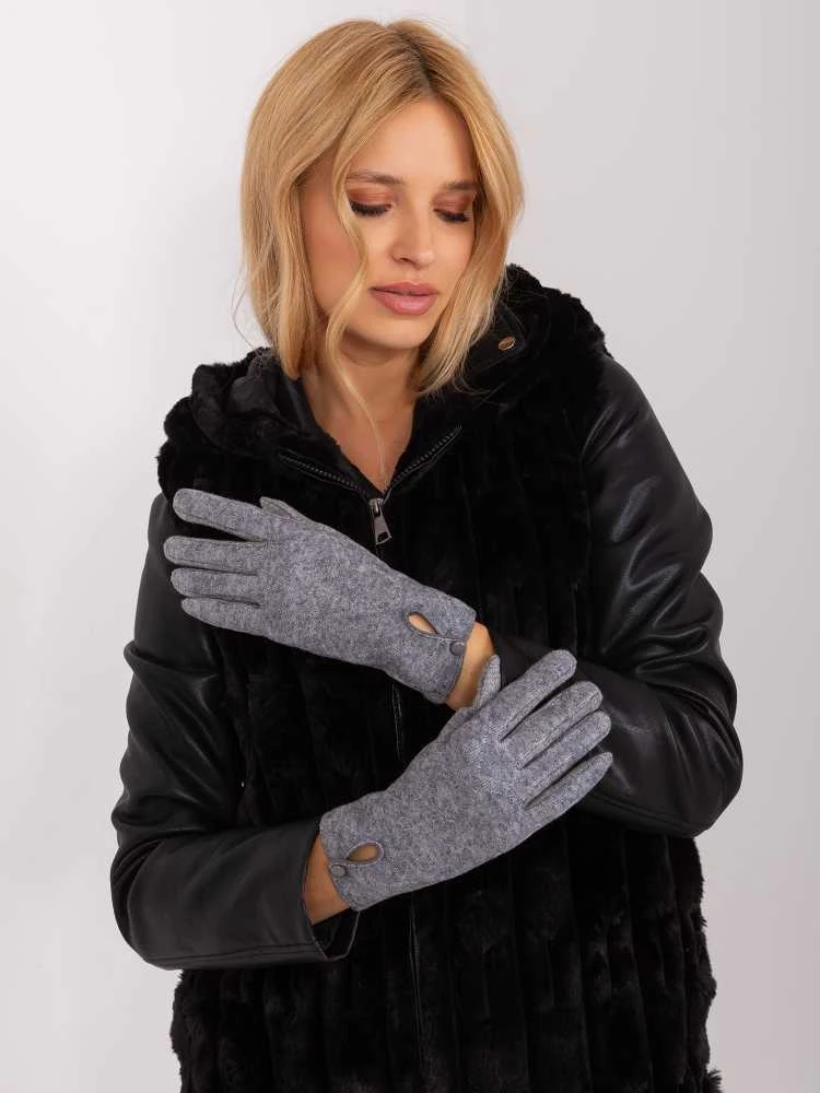 Wool Fashion Italia Pilkos moteriškos pirštinės: Dydis - L/XL